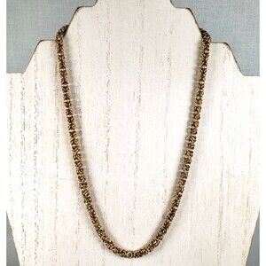 VTG Byzantine Gold Tone Chain Statement Necklace Clasp Heavy 18 in